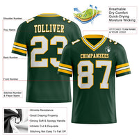 Custom Football Jersey, Green White Gold Sportswear Jersey Shirt, Athletic Moisture Wicking Breathable Jersey, Casual Gift for Men