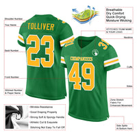 Custom Football Jersey, Green Gold Sportswear Jersey Shirt, Athletic Mesh Moisture Wicking Jersey, Casual Gift for Men, Style KellyGreen0138