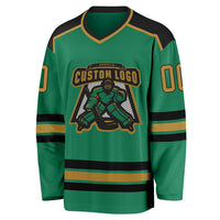 Custom Hockey Jersey, Kelly Green Old Sportswear Jersey Shirt, Athletic Long Sleeve V Neck Jersey, Casual Gift for Men, Style KellyGreen0280