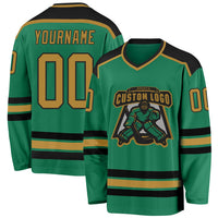 Custom Hockey Jersey, Kelly Green Old Sportswear Jersey Shirt, Athletic Long Sleeve V Neck Jersey, Casual Gift for Men, Style KellyGreen0280