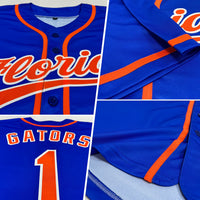 Custom Baseball Jersey, Blue Orange White Sportswear Jersey Shirt, Athletic Button Down Moisture Wicking Jersey, Casual Gift for Men