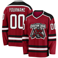 Custom Hockey Jersey, Maroon White Black Sportswear Jersey Shirt, Athletic Long Sleeve V Neck Jersey, Casual Gift for Men, Style Maroon0055