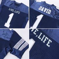 Custom Football Jersey, Navy White Gray Sportswear Jersey Shirt, Athletic Mesh Moisture Wicking Jersey, Casual Gift for Men, Style Navy0015