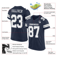 Custom Football Jersey, Navy White Gray Sportswear Jersey Shirt, Athletic Mesh Moisture Wicking Jersey, Casual Gift for Men, Style Navy0284