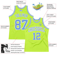 Custom Basketball Jersey, Neon Green Light Blue White Sportswear Jersey Shirt, Athletic Mesh Moisture Wicking Jersey, Casual Gift for Men