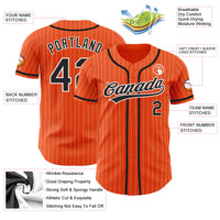 Custom Baseball Jersey, Orange White Black Pinstripe Sportswear Jersey Shirt, Athletic Button Down Moisture Wicking Jersey, Casual Gift for Men