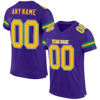 Custom Football Jersey, Purple Gold Kelly Sportswear Jersey Shirt, Athletic Mesh Moisture Wicking Jersey, Casual Gift for Men, Style Purple0134
