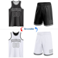 Custom Basketball Jersey, Black White Sportswear Jersey Shirt, Athletic Mesh Moisture Wicking Jersey, Casual Gift for Men, Style ReversibleD0002
