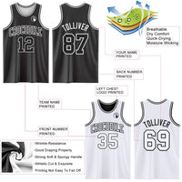 Custom Basketball Jersey, Black White Sportswear Jersey Shirt, Athletic Mesh Moisture Wicking Jersey, Casual Gift for Men, Style ReversibleD0002