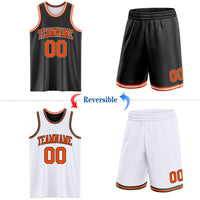 Custom Basketball Jersey, Black Orange White Sportswear Jersey Shirt, Athletic Mesh Moisture Wicking Jersey, Casual Gift for Men