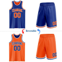 Custom Basketball Jersey, Royal Orange White Sportswear Jersey Shirt, Athletic Mesh Moisture Wicking Jersey, Casual Gift for Men