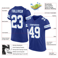 Custom Football Jersey, Royal White Light Blue Sportswear Jersey Shirt, Athletic Mesh Moisture Wicking Jersey, Casual Gift for Men