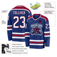 Custom Hockey Jersey, Royal White Maroon Sportswear Jersey Shirt, Athletic Long Sleeve V Neck Jersey, Casual Gift for Men