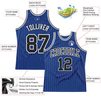 Custom Basketball Jersey, Royal White Black Pinstripe Sportswear Jersey Shirt, Athletic Mesh Moisture Wicking Jersey, Casual Gift for Men