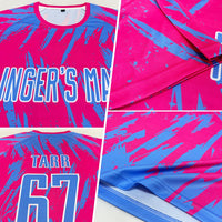 Custom Soccer Jersey, Pink Light Blue White Sportswear Jersey Shirt, Athletic Mesh Moisture Wicking Jersey, Casual Gift for Men