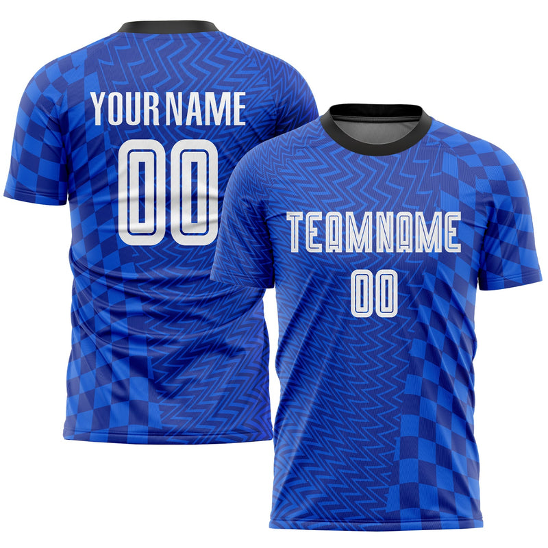 Custom Soccer Jersey, Royal White Black Sportswear Jersey Shirt, Athletic Mesh Moisture Wicking Jersey, Casual Gift for Men