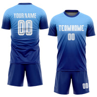 Custom Soccer Jersey, Light Blue White Royal Fashion Sportswear Jersey Shirt, Athletic Mesh Moisture Wicking Jersey, Casual Gift for Men