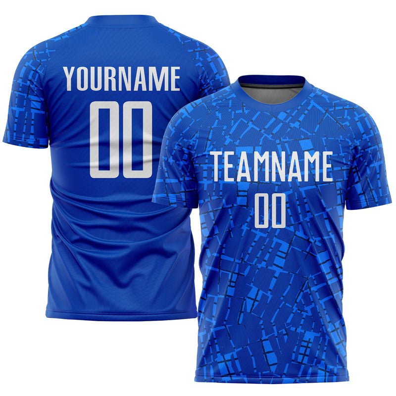 Custom Soccer Jersey, Royal White Sportswear Jersey Shirt, Athletic Mesh Moisture Wicking Jersey, Casual Gift for Men, Style Soccer0058
