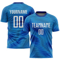 Custom Soccer Jersey, Light Blue White Royal Sportswear Jersey Shirt, Athletic Mesh Moisture Wicking Jersey, Casual Gift for Men