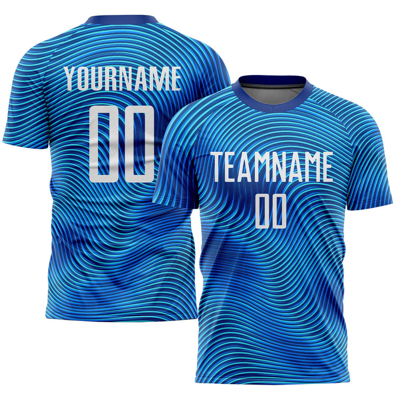 Custom Soccer Jersey, Light Blue White Royal Sportswear Jersey Shirt, Athletic Mesh Moisture Wicking Jersey, Casual Gift for Men