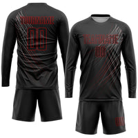 Custom Soccer Jersey, Black Red Sportswear Jersey Shirt, Athletic Mesh Moisture Wicking Jersey, Casual Gift for Men, Style Soccer0123