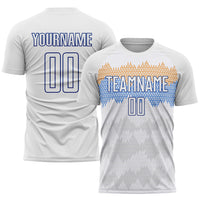 Custom Soccer Jersey, White Royal Sportswear Jersey Shirt, Athletic Mesh Moisture Wicking Jersey, Casual Gift for Men, Style Soccer0136