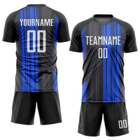 Custom Soccer Jersey, Black White Royal Sportswear Jersey Shirt, Athletic Mesh Moisture Wicking Jersey, Casual Gift for Men, Style Soccer0157