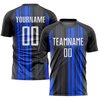 Custom Soccer Jersey, Black White Royal Sportswear Jersey Shirt, Athletic Mesh Moisture Wicking Jersey, Casual Gift for Men, Style Soccer0157