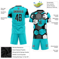 Custom Soccer Jersey, Aqua Black White Sportswear Jersey Shirt, Athletic Mesh Moisture Wicking Jersey, Casual Gift for Men
