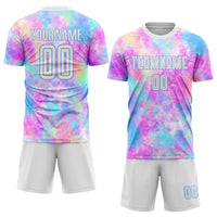 Custom Soccer Jersey, White Light Blue Sportswear Jersey Shirt, Athletic Mesh Moisture Wicking Jersey, Casual Gift for Men, Style Soccer0286