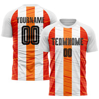 Custom Soccer Jersey, White Black Orange Sportswear Jersey Shirt, Athletic Mesh Moisture Wicking Jersey, Casual Gift for Men, Style Soccer0306