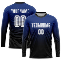 Custom Soccer Jersey, Royal White Black Fashion Sportswear Jersey Shirt, Athletic Mesh Moisture Wicking Jersey, Casual Gift for Men