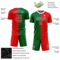 Custom Soccer Jersey, Kelly Green Red Sportswear Jersey Shirt, Athletic Mesh Moisture Wicking Jersey, Casual Gift for Men
