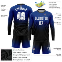Custom Soccer Jersey, Royal White Black Fashion Sportswear Jersey Shirt, Athletic Long Sleeve Mesh Jersey, Casual Gift for Men