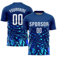 Custom Soccer Jersey, Royal White Blue Sportswear Jersey Shirt, Athletic Mesh Moisture Wicking Jersey, Casual Gift for Men