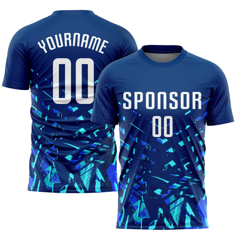 Custom Soccer Jersey, Royal White Blue Sportswear Jersey Shirt, Athletic Mesh Moisture Wicking Jersey, Casual Gift for Men