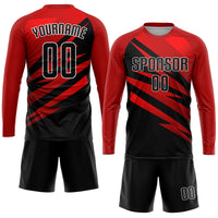 Custom Soccer Jersey, Red Black White Sportswear Jersey Shirt, Athletic Mesh Moisture Wicking Jersey, Casual Gift for Men, Style Soccer0552