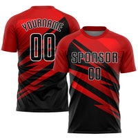 Custom Soccer Jersey, Red Black White Sportswear Jersey Shirt, Athletic Mesh Moisture Wicking Jersey, Casual Gift for Men, Style Soccer0552