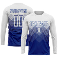 Custom Soccer Jersey, Royal White Sportswear Jersey Shirt, Athletic Mesh Moisture Wicking Jersey, Casual Gift for Men, Style Soccer0585