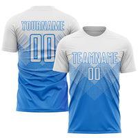 Custom Soccer Jersey, Blue White Sportswear Jersey Shirt, Athletic Mesh Moisture Wicking Jersey, Casual Gift for Men