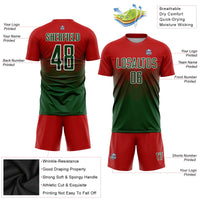 Custom Soccer Jersey, Red Green White Sportswear Jersey Shirt, Athletic Mesh Moisture Wicking Jersey, Casual Gift for Men
