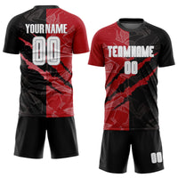 Custom Soccer Jersey, White Black Red Sportswear Jersey Shirt, Athletic Mesh Moisture Wicking Jersey, Casual Gift for Men, Style Soccer0779