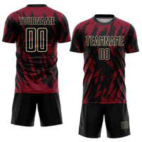 Custom Soccer Jersey, Crimson Black Cream Sportswear Jersey Shirt, Athletic Mesh Moisture Wicking Jersey, Casual Gift for Men, Style Soccer0961
