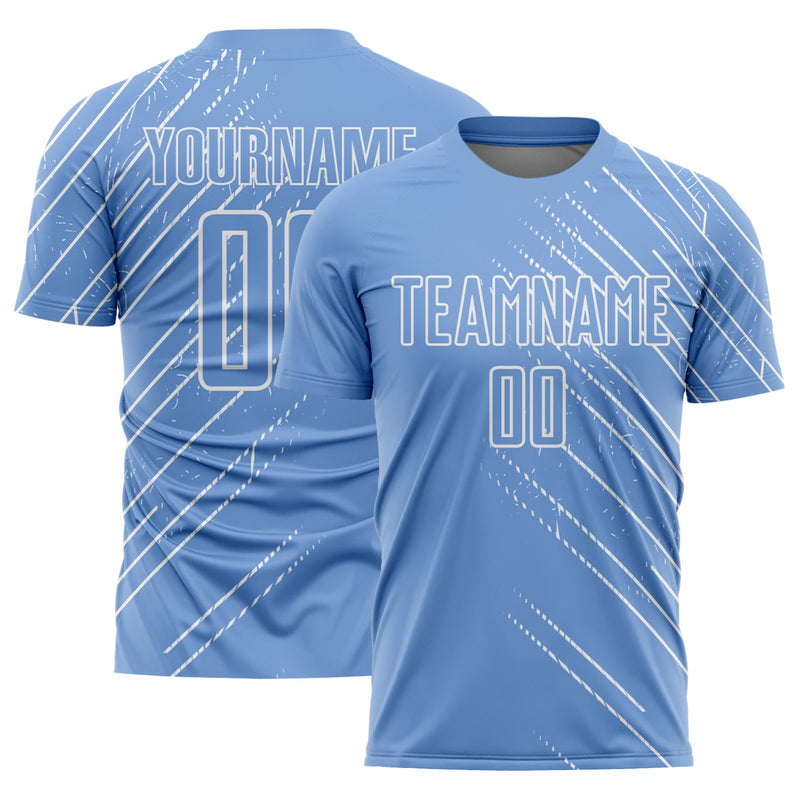 Custom Soccer Jersey, Light Blue White Sportswear Jersey Shirt, Athletic Mesh Moisture Wicking Jersey, Casual Gift for Men, Style Soccer1138