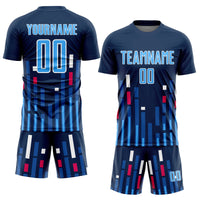 Custom Soccer Jersey, Navy Blue Sky Blue Sportswear Jersey Shirt, Athletic Mesh Moisture Wicking Jersey, Casual Gift for Men