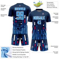 Custom Soccer Jersey, Navy Blue Sky Blue Sportswear Jersey Shirt, Athletic Mesh Moisture Wicking Jersey, Casual Gift for Men