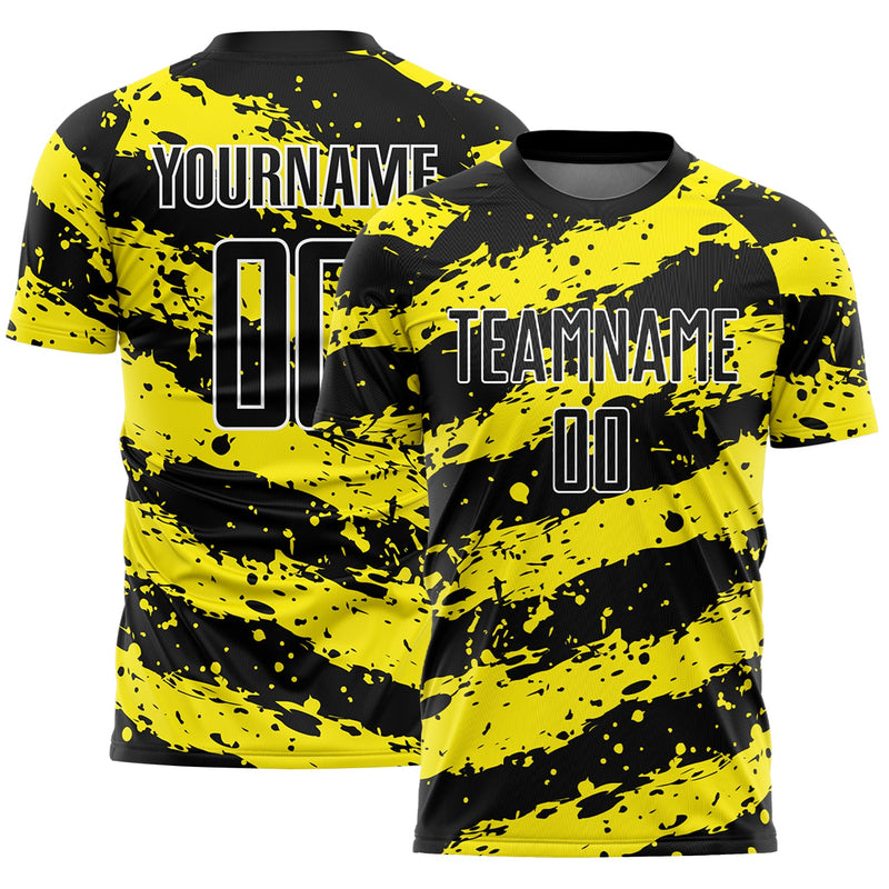 Custom Soccer Jersey, Black Yellow White Sportswear Jersey Shirt, Athletic Mesh Moisture Wicking Jersey, Casual Gift for Men, Style Soccer1513