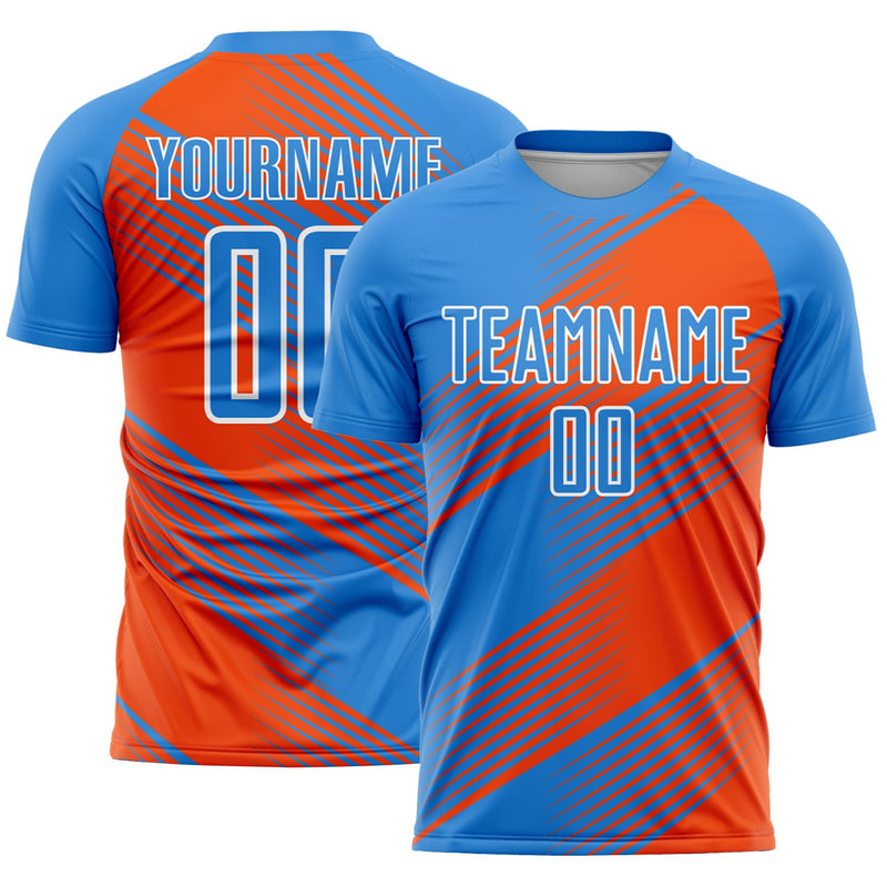 Custom Soccer Jersey, Blue Orange White Sportswear Jersey Shirt, Athletic Mesh Moisture Wicking Jersey, Casual Gift for Men