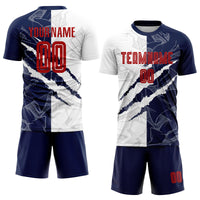 Custom Soccer Jersey, Red Navy Sportswear Jersey Shirt, Athletic Mesh Moisture Wicking Jersey, Casual Gift for Men