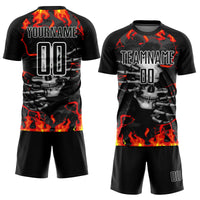 Custom Soccer Jersey, Black Red Gold Sportswear Jersey Shirt, Athletic Mesh Moisture Wicking Jersey, Casual Gift for Men, Style Soccer1953